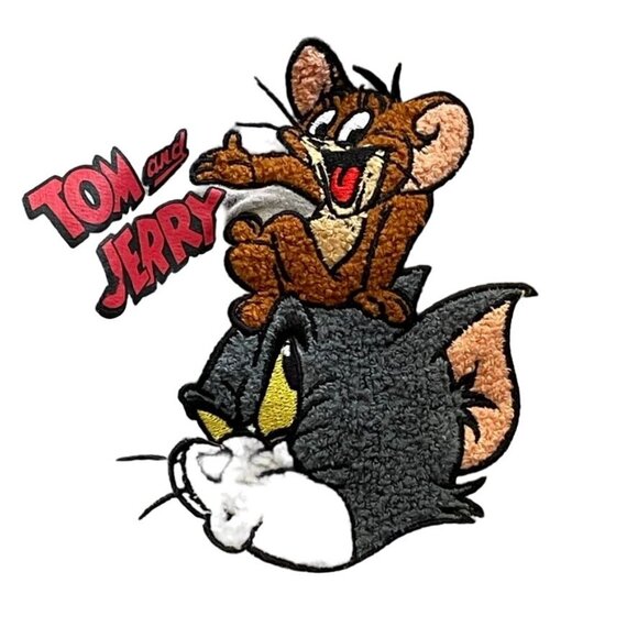 Womens Tom and Jerry Sweat Pants Gray Embroidered Characters XL 15 17 u - Picture 6 of 11